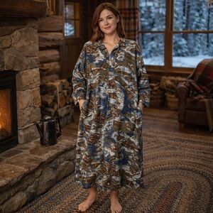 VINTAGE WOOLRICH CABIN CORE FLANNEL NIGHTSHIRT SIZE XL